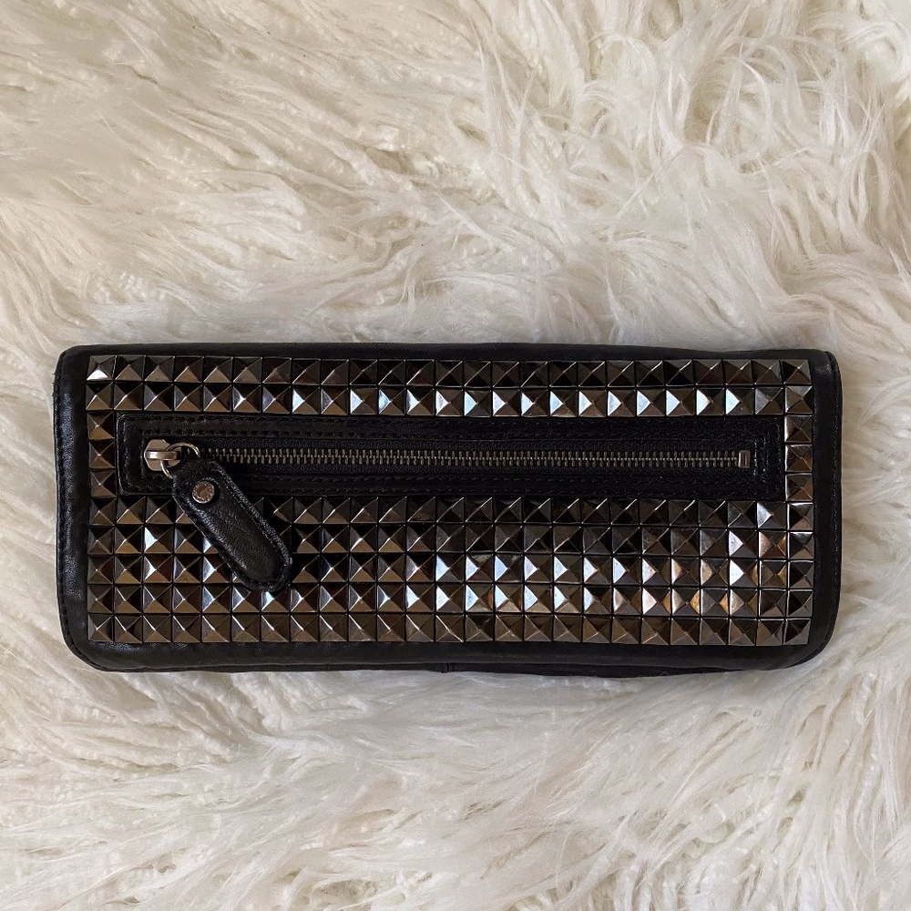 BCBGMaxAzria Studded Black Leather Clutch